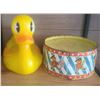Image 11 : Two Toy Construction Vehicles, Yellow Rubber Duck, and Toy Drum Lot