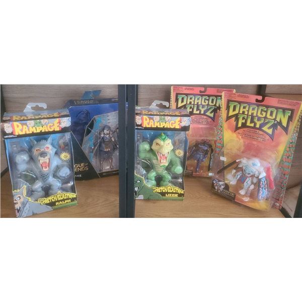 Sealed Action Figure Lot: Rampage, League Of Legends, Dragon Flyz