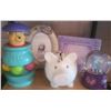 Image 2 : Children's Decor Lot With Quilt, Piggy Bank, Winnie Pooh Toy, Frames