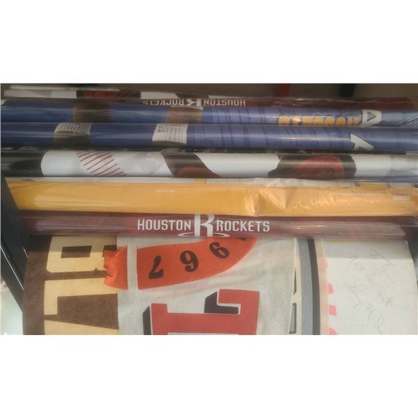 Sports Memorabilia Lot: Pennants and Posters Including Signed Calgary Flames