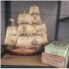 Image 1 : Wooden Model Ship with Agio and King Edward Imperial Cigar Tins