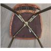 Image 11 : Dining Set: Round Wood Table, 3 Orange Vinyl Chairs