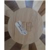 Image 7 : Dining Set: Round Wood Table, 3 Orange Vinyl Chairs