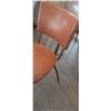 Image 9 : Dining Set: Round Wood Table, 3 Orange Vinyl Chairs