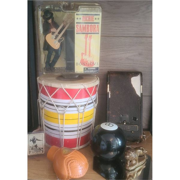 Collectibles: Richie Sambora Figure, Mack Burton Card, Kodak Camera