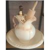 Image 1 : Arnels Ceramic Pitcher & Basin Set with Bell, Rolling Pin, and Embroidered Towel