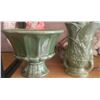 Image 6 : Ceramic Decor: Figurines, Green Vases, Teapot, Spoons
