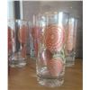 Image 2 : Amber Embossed Glass Decanter with 4 Chrysanthemum-Patterned Glasses