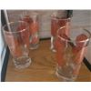 Image 4 : Amber Embossed Glass Decanter with 4 Chrysanthemum-Patterned Glasses
