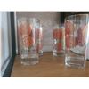 Image 5 : Amber Embossed Glass Decanter with 4 Chrysanthemum-Patterned Glasses