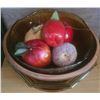 Image 2 : Baribocraft Wooden Bowl and Amber Glass Bowls/Plate
