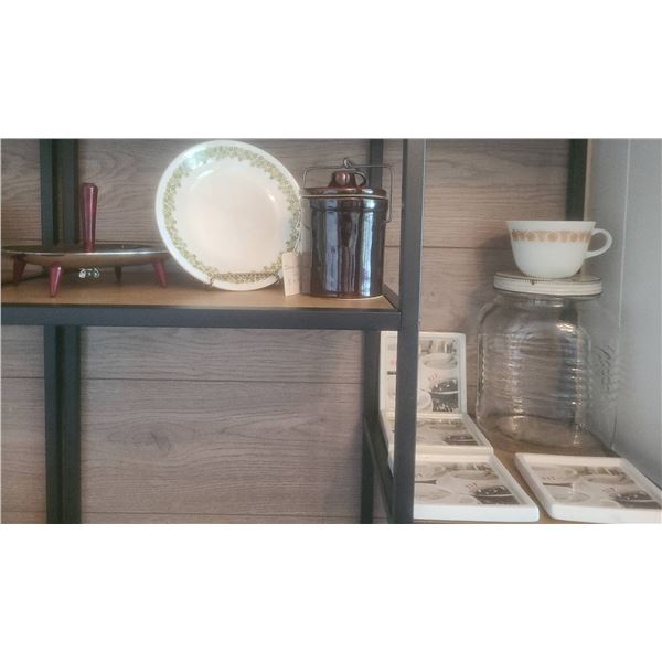 Kitchenware Lot: Corelle Plates, Canister, Tray
