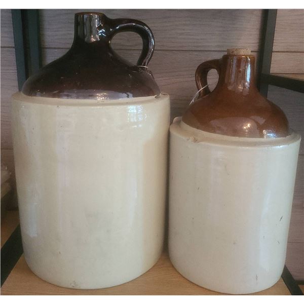 2 Brown-Top Stoneware Jugs
