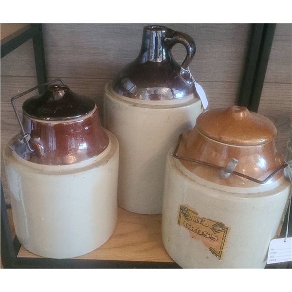Three Stoneware Crocks