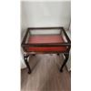 Image 1 : Wood Display Table with Glass Top and Red Lined Interior, 21" W x 16" D x 24" T
