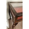 Image 2 : Wood Display Table with Glass Top and Red Lined Interior, 21" W x 16" D x 24" T