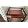 Image 3 : Wood Display Table with Glass Top and Red Lined Interior, 21" W x 16" D x 24" T