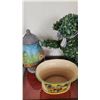 Image 1 : Ceramic Country Motif Jar Lamp, Planter and Faux Plant Dog Topiary