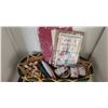 Image 1 : Basket 23 x 12 With Vintage: Wooden Spools, Yarn, Buttons, Needlepoint and Kit