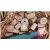 Image 2 : Basket 23 x 12 With Vintage: Wooden Spools, Yarn, Buttons, Needlepoint and Kit