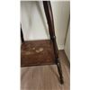 Image 12 : Wood Desk Box with Brass Handle and Hinges on Vintage Two-Tier Wood Table