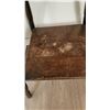 Image 13 : Wood Desk Box with Brass Handle and Hinges on Vintage Two-Tier Wood Table