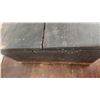 Image 3 : Wood Desk Box with Brass Handle and Hinges on Vintage Two-Tier Wood Table