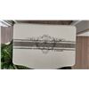 Image 3 : Painted Wood Nesting Tables with French Script Detail and Artificial Plant in Metal Planter