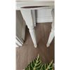 Image 4 : Painted Wood Nesting Tables with French Script Detail and Artificial Plant in Metal Planter