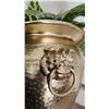 Image 7 : Painted Wood Nesting Tables with French Script Detail and Artificial Plant in Metal Planter