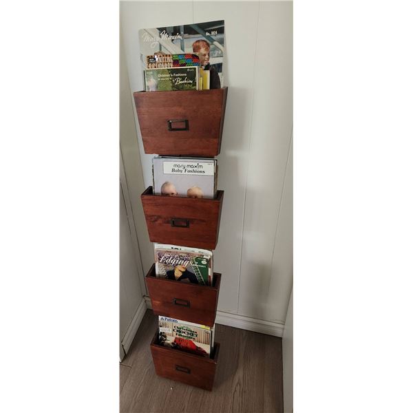 Wall Mounted Filing Shelf with Vintage Crochet and Macrame Craft Books Collection