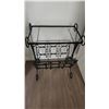 Image 6 : Upholstered Side Chair and Wrought Iron Magazine Rack with Plexi Glass Top