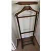 Image 1 : Wooden Clothes Butler Valet Stand with Metal Detail and Decorative Crest