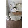 Image 1 : Painted Ceramic Swan, Seagrass Basket, Vintage Laundry Hamper and Wastebasket