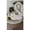 Image 3 : Painted Ceramic Swan, Seagrass Basket, Vintage Laundry Hamper and Wastebasket
