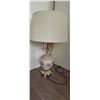 Image 1 : Decorative Vintage Table Lamp with Gold-Tone Metal Base, Floral Glass Body 31" Tall