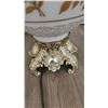 Image 5 : Decorative Vintage Table Lamp with Gold-Tone Metal Base, Floral Glass Body 31" Tall