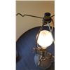 Image 7 : Decorative Vintage Table Lamp with Gold-Tone Metal Base, Floral Glass Body 31" Tall