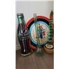 Image 1 : Decorative Items Including 19.5" Tray, Coca-Cola Wall Decor, Vintage Italian Glass Bottles
