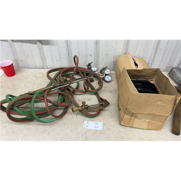 Oxy-Acetylene Torch Set with Hoses, Gauges, and Welding Goggles