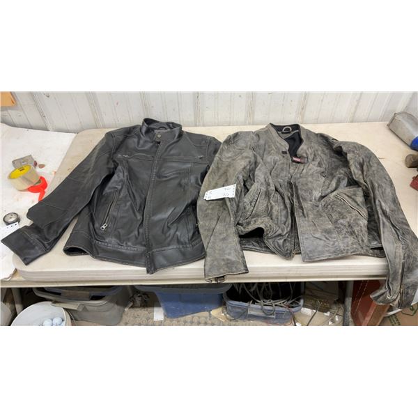 Vulcan 2XL Distressed Gray and Black Leather Jacket
