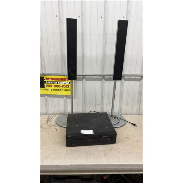 Sony CDP-C345 5-Disc CD Player and (2) Sony Floor Standing Speakers