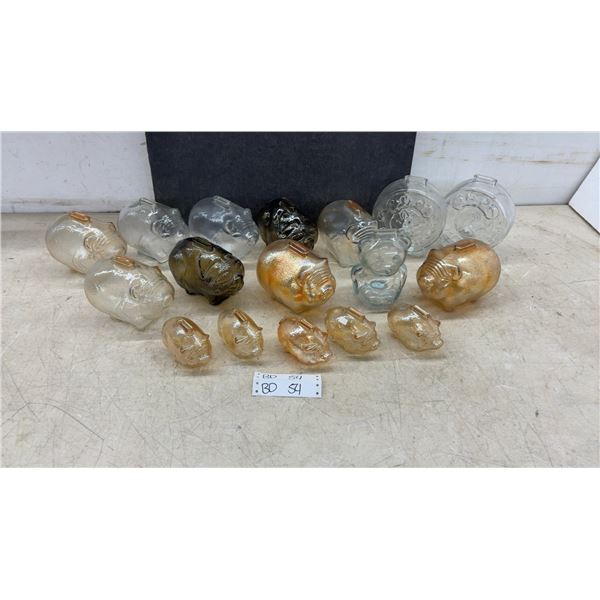 Large Lot of Vintage Anchor Hocking Glass Piggy Banks