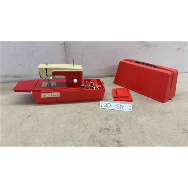 Vintage Little Queen Child's Battery-Operated Sewing Machine, Made in Japan