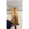 Image 10 : Vintage First Nations Hand Painted, Feathered, Raw Hide Ceremonial Drum and Mallet 12” Diameter