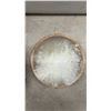 Image 4 : Vintage First Nations Hand Painted, Feathered, Raw Hide Ceremonial Drum and Mallet 12” Diameter