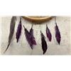 Image 8 : Vintage First Nations Hand Painted, Feathered, Raw Hide Ceremonial Drum and Mallet 12” Diameter