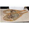 Image 1 : Vintage Canadian Huron Style Wood and Woven Rawhide Netting Snowshoes, 43” In Length