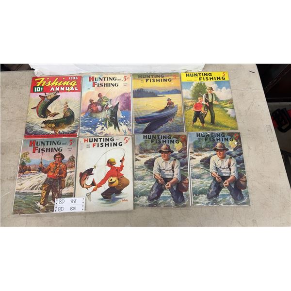 8 Vintage 1930s/40s Fishing Hunting Magazines