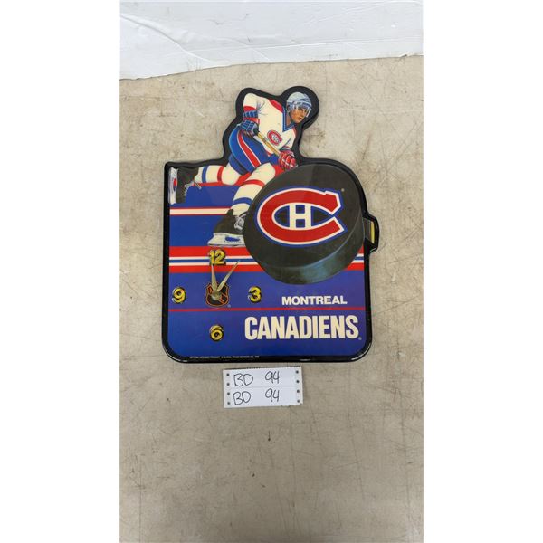 Vintage 1989 Montreal Canadiens Wall Clock 15” Tall, Works